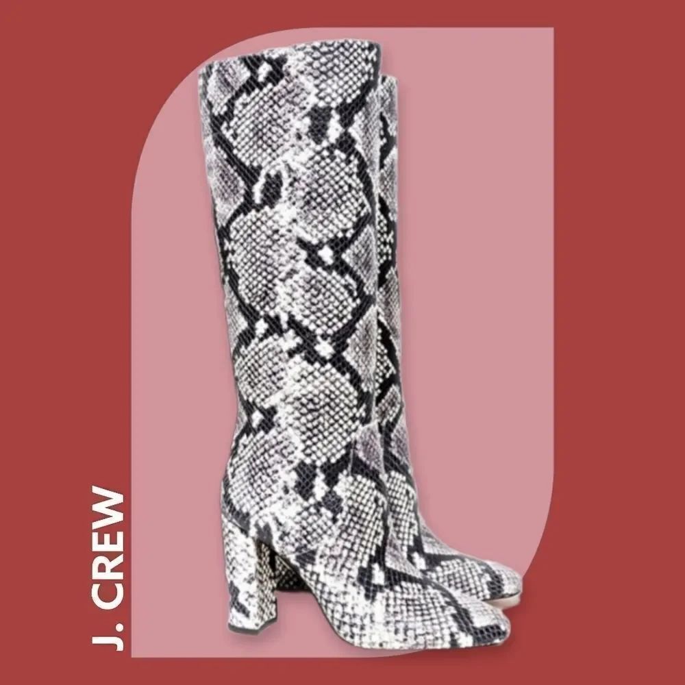 NWT J. CREW Faux Snakeskin Tall Leather Boots 5